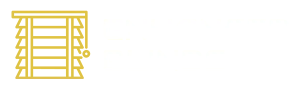 Icon of window blinds next to the Enhanced Blinds logo text in white